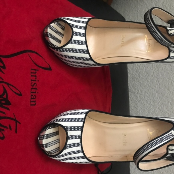 Black and white striped Christian Louboutin - Picture 2 of 6